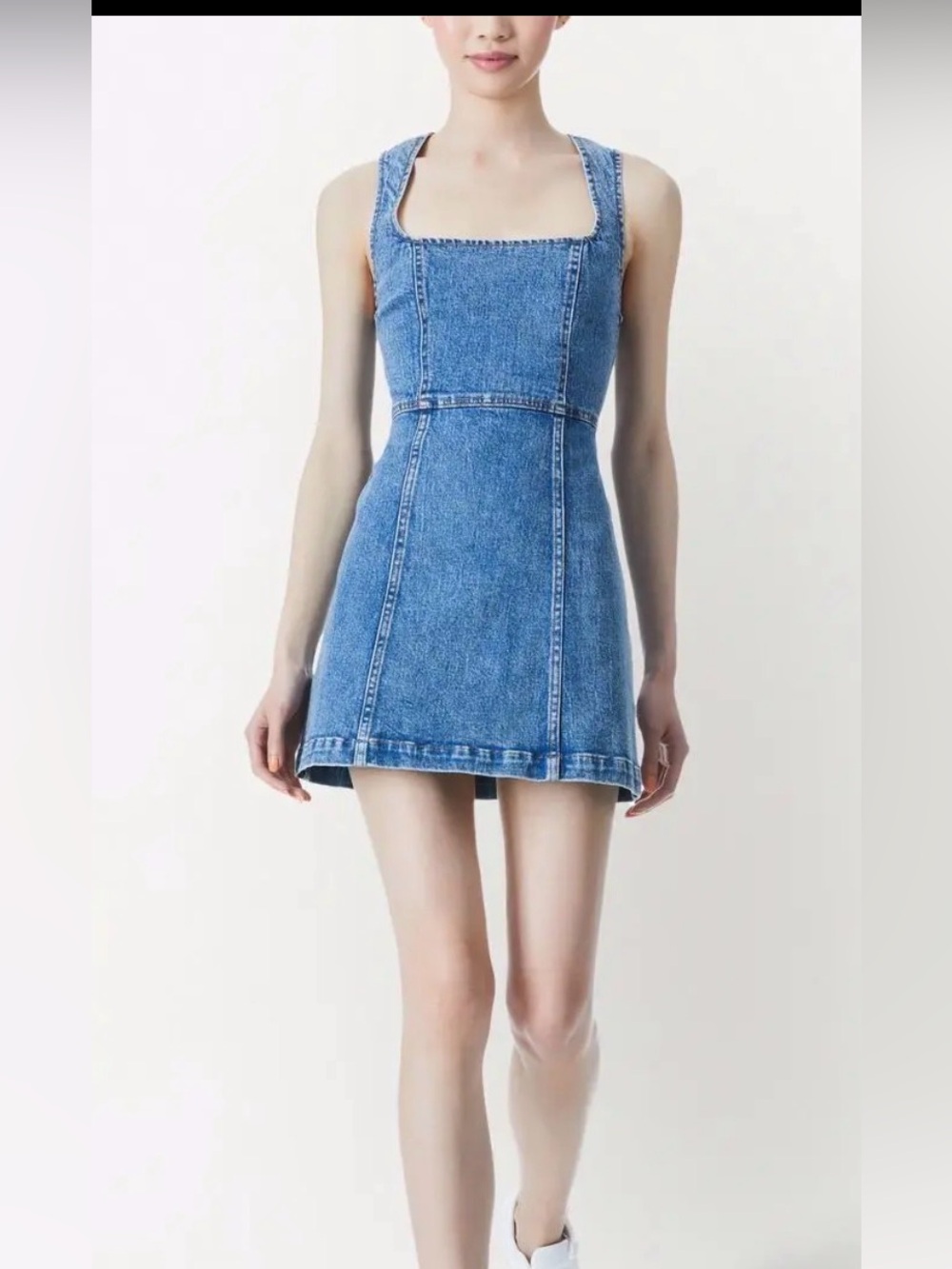 NWT Alice + Olivia Ramsey Square Neck Denim Mini Dress Sz 4